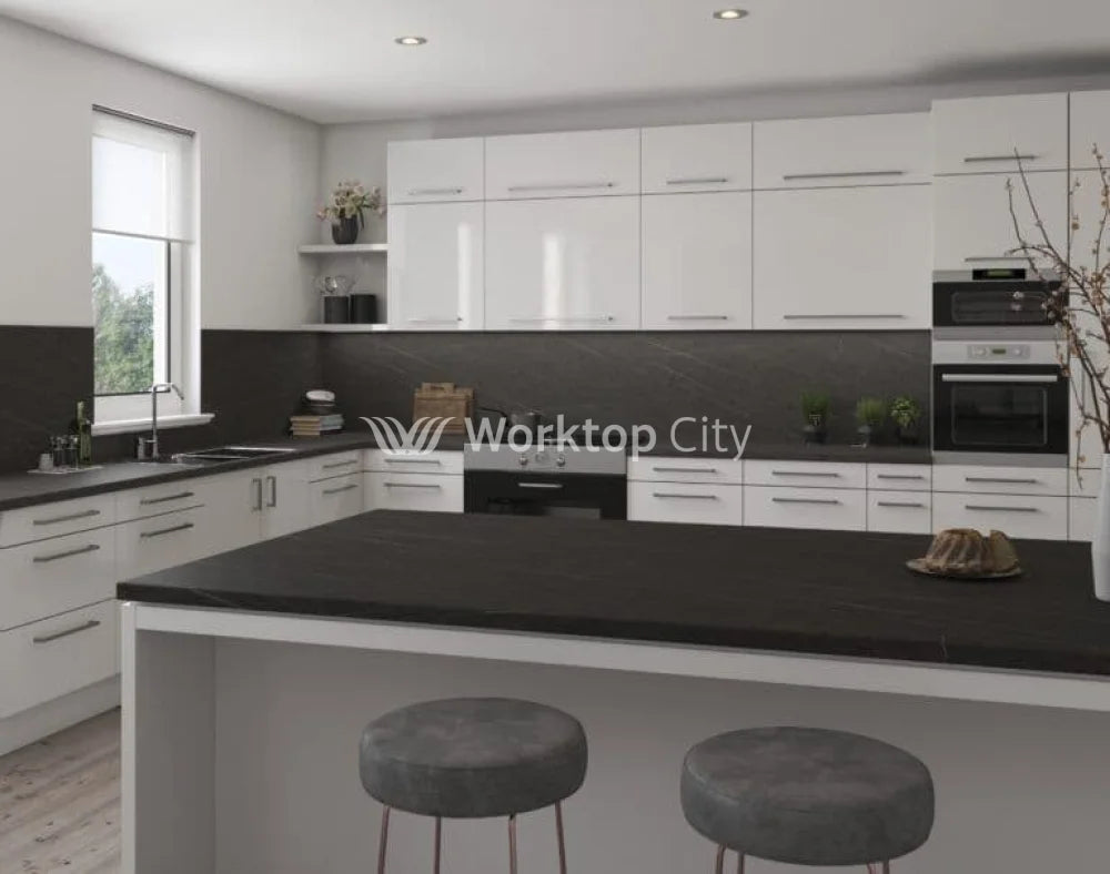 Senses Laminate Kitchen Worktops Pietra Grey Marble Round (Postformed) Edge Matte Finish