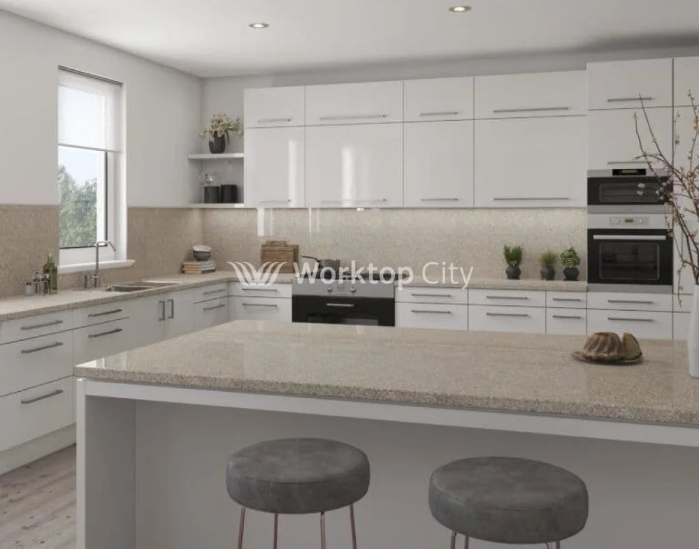 Senses Laminate Kitchen Worktops Sand Pebble Sparkle Round (Postformed) Edge Gloss Finish