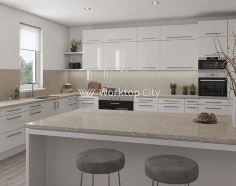 Senses Laminate Kitchen Worktops Sand Pebble Sparkle Round (Postformed) Edge Gloss Finish