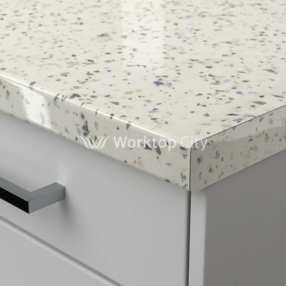 Senses Laminate Kitchen Worktops Snow Sparkle Round (Postformed) Edge Gloss Finish
