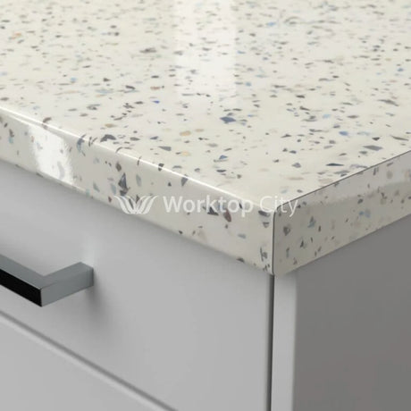 Senses Laminate Kitchen Worktops Snow Sparkle Round (Postformed) Edge Gloss Finish