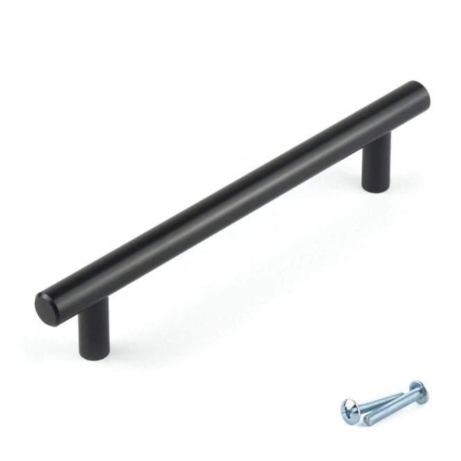 M4TEC Ballater D5 Black T-Bar Handle β Modern Cabinet, Cupboard & Door Handle (128mm Centres)