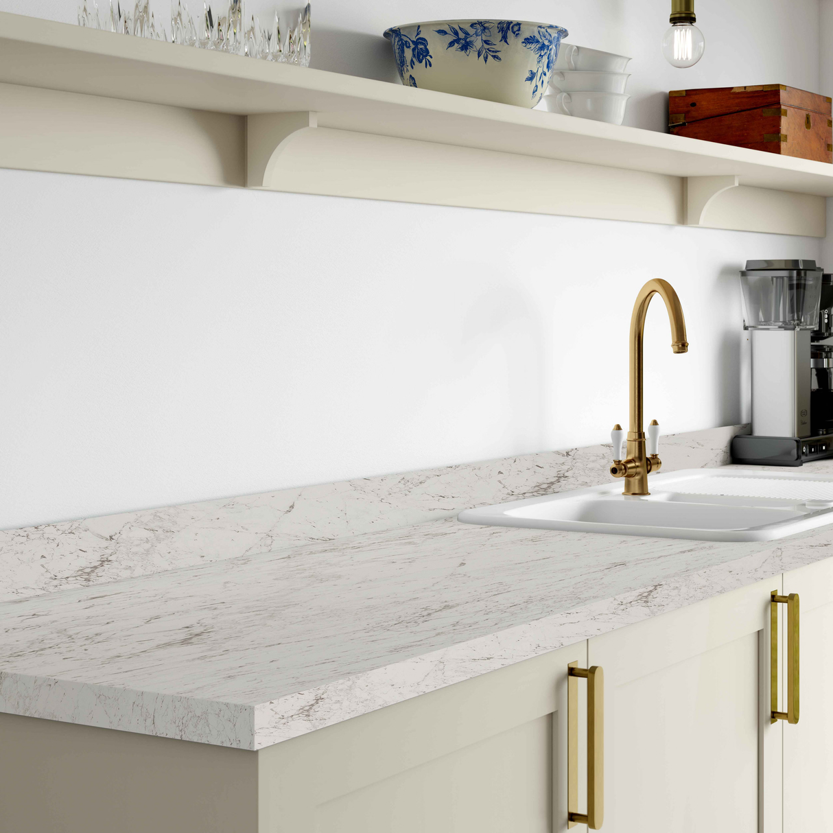 Wilsonart Tuscany Marble Square Edge Kitchen Worktops (Eggshell Finish)