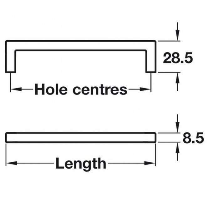 Viefe U Modern Matt Black Kitchen Cabinet Door Handle Balimore HAF108