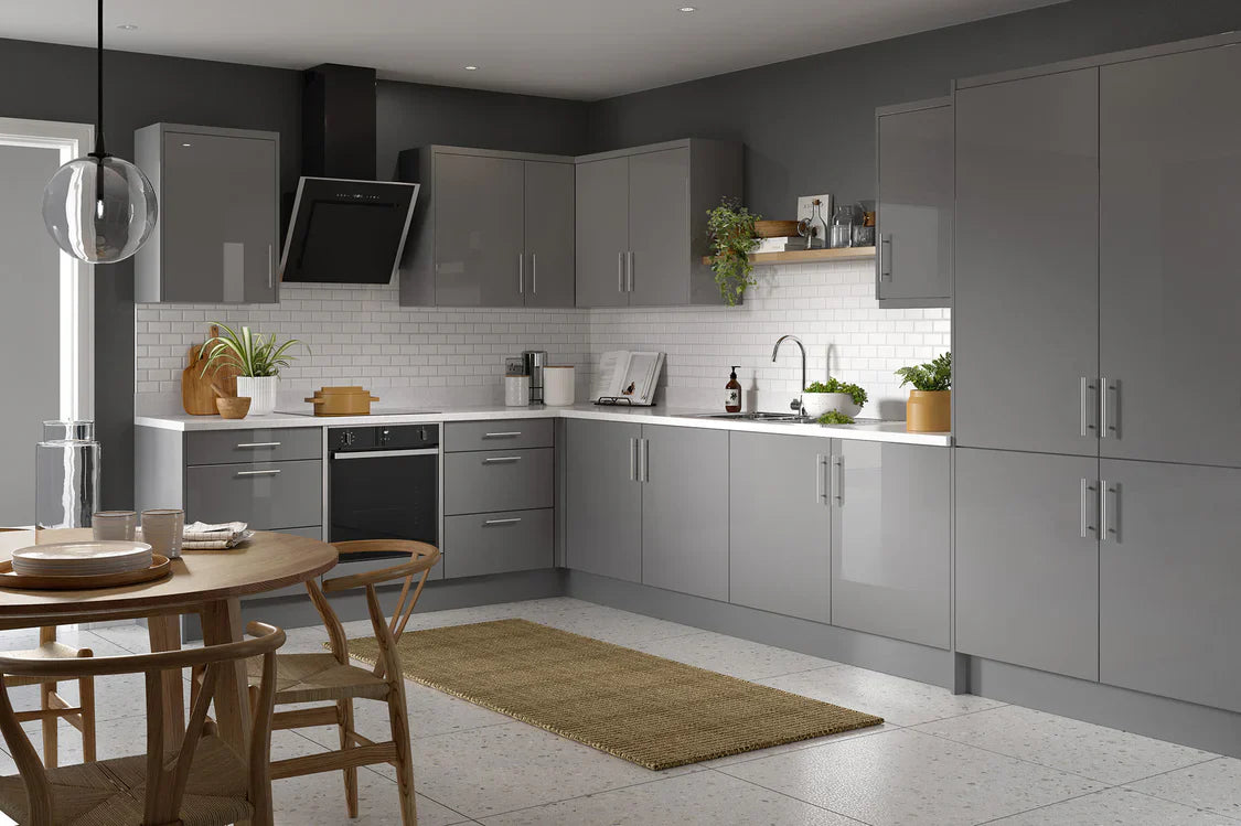 Slab Super Gloss Dust Grey Kitchen