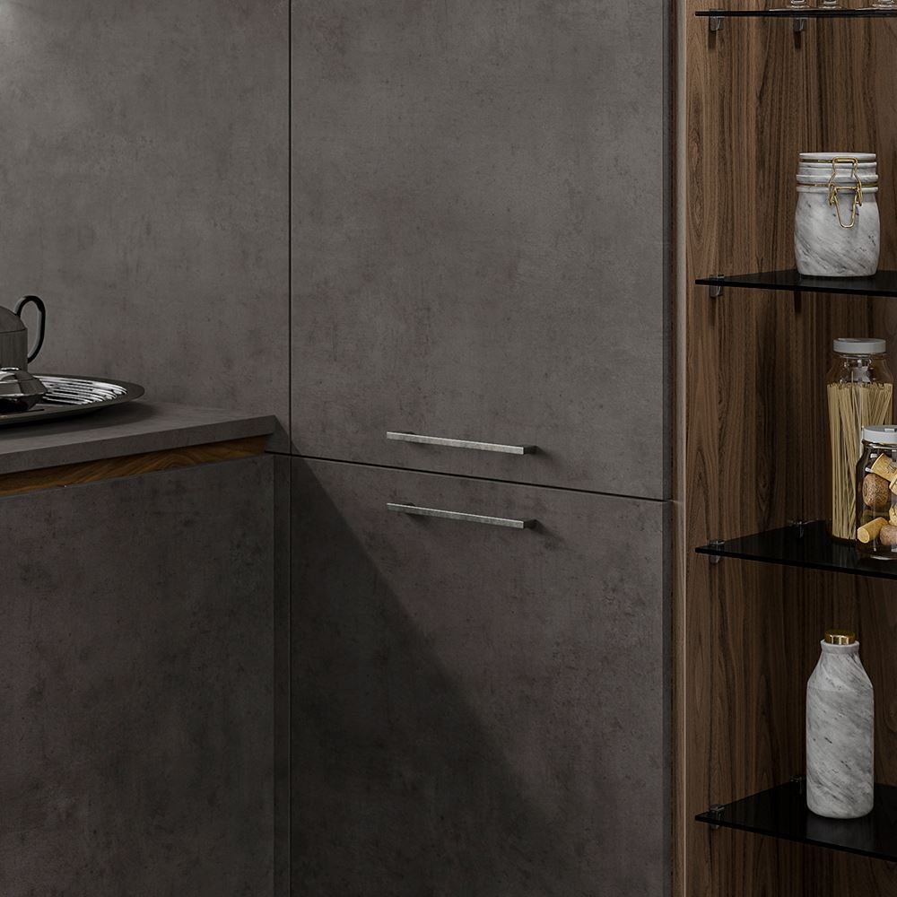 SLIM SQUARE D Handle Kitchen/Bedroom Door Handle Pewter