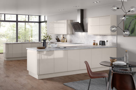 Larissa Handle Less Cashmere Gloss J Pull- Replacement Kitchen Drawer Fronts/Oven Filler Panel (110mm High)