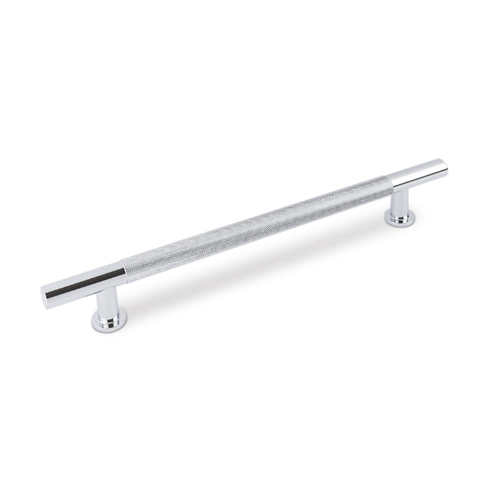 FENDER KNURLED T Bar Handle Kitchen/Bedroom Door Handle Chrome (Various Sizes)