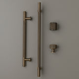 FENDER KNURLED T Bar Handle Kitchen/Bedroom Door Handle Antique Brass (Various Sizes)