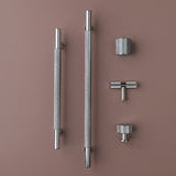 FENDER KNURLED T Bar Handle Kitchen/Bedroom Door Handle Chrome (Various Sizes)