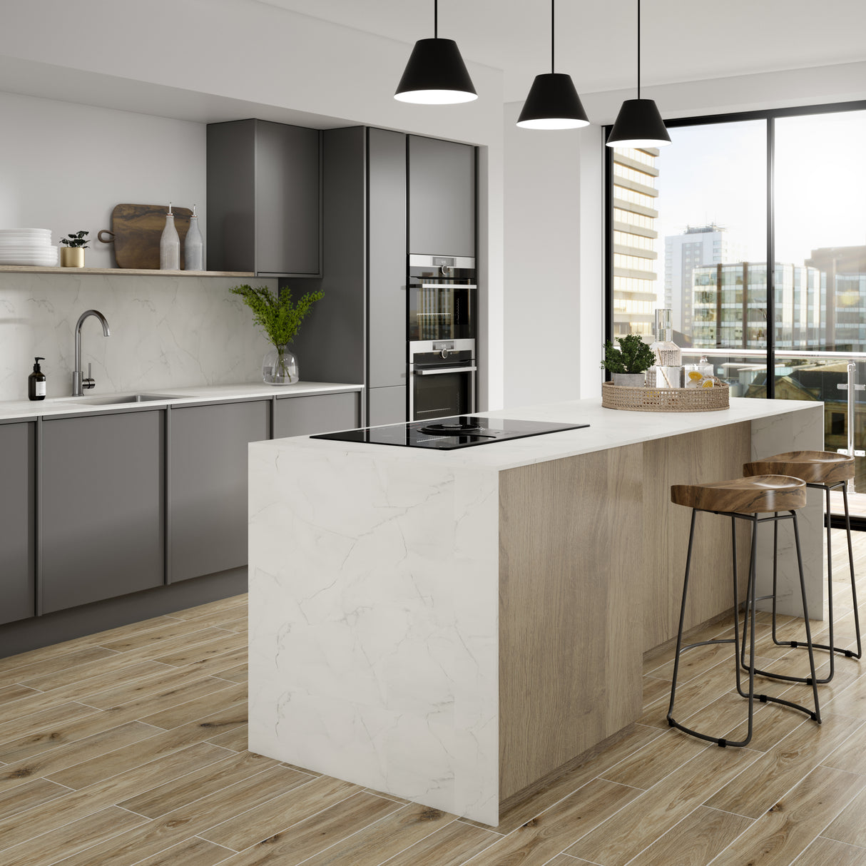 Wilsonart Zenith Marbre De Paros Compact Laminate Kitchen Worktops (White Core)