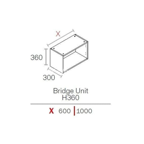 1000mm Kitchen Bridging Cabinet 360mm High  White