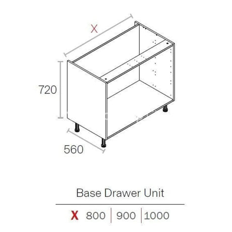 1000mm Kitchen Drawer Cabinet  White