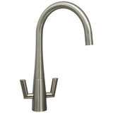 Astini Cosmopolitan Twin Lever Kitchen Sink Mixer Tap with Brushed Steel and Chrome Finish