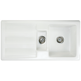 Astini Canterbury 150 1.5 Bowl Gloss White Ceramic Kitchen Sink with Waste Options
