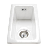 Astini Hampton 50 0.5 Bowl White Ceramic Undermount Kitchen Sink with Waste