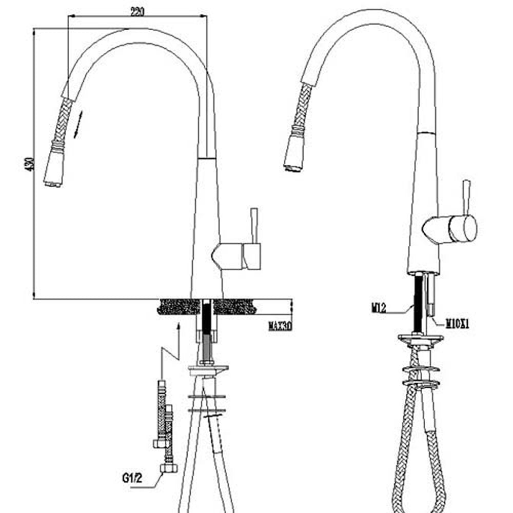 Astini Palazzo LED Light Pullout Rinser Kitchen Sink Tap Mixer HK Series