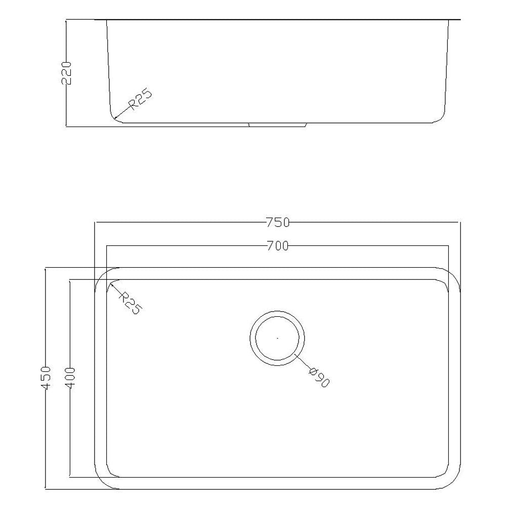 Astini Serena 1.0 Bowl Stainless Steel Undermount Kitchen Sink & Waste 7040
