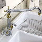 Astini Traditional Gold & Chrome Twin Handle Kitchen Sink Tap 25441GC