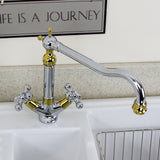 Astini Traditional Gold & Chrome Twin Handle Kitchen Sink Tap 25441GC
