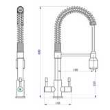 Astini Groove Chrome Twin Lever Pullout Spout Kitchen Sink Mixer Tap AST173