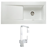 Astini Desire 100 1.0 Bowl Gloss White Ceramic Kitchen Sink, Waste & 5E Tap