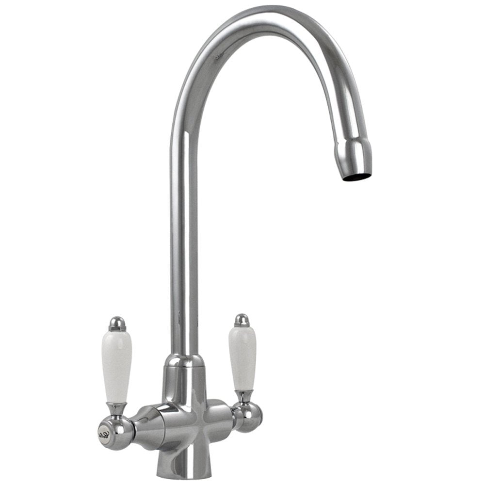 Astini Canterbury 100 1 Bowl Gloss White Ceramic Kitchen Sink & Colonial Tap