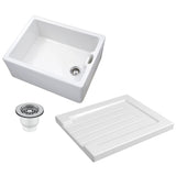 Astini Belfast 100 1.0 Bowl White Ceramic Kitchen Sink, Drainer & Strainer Waste