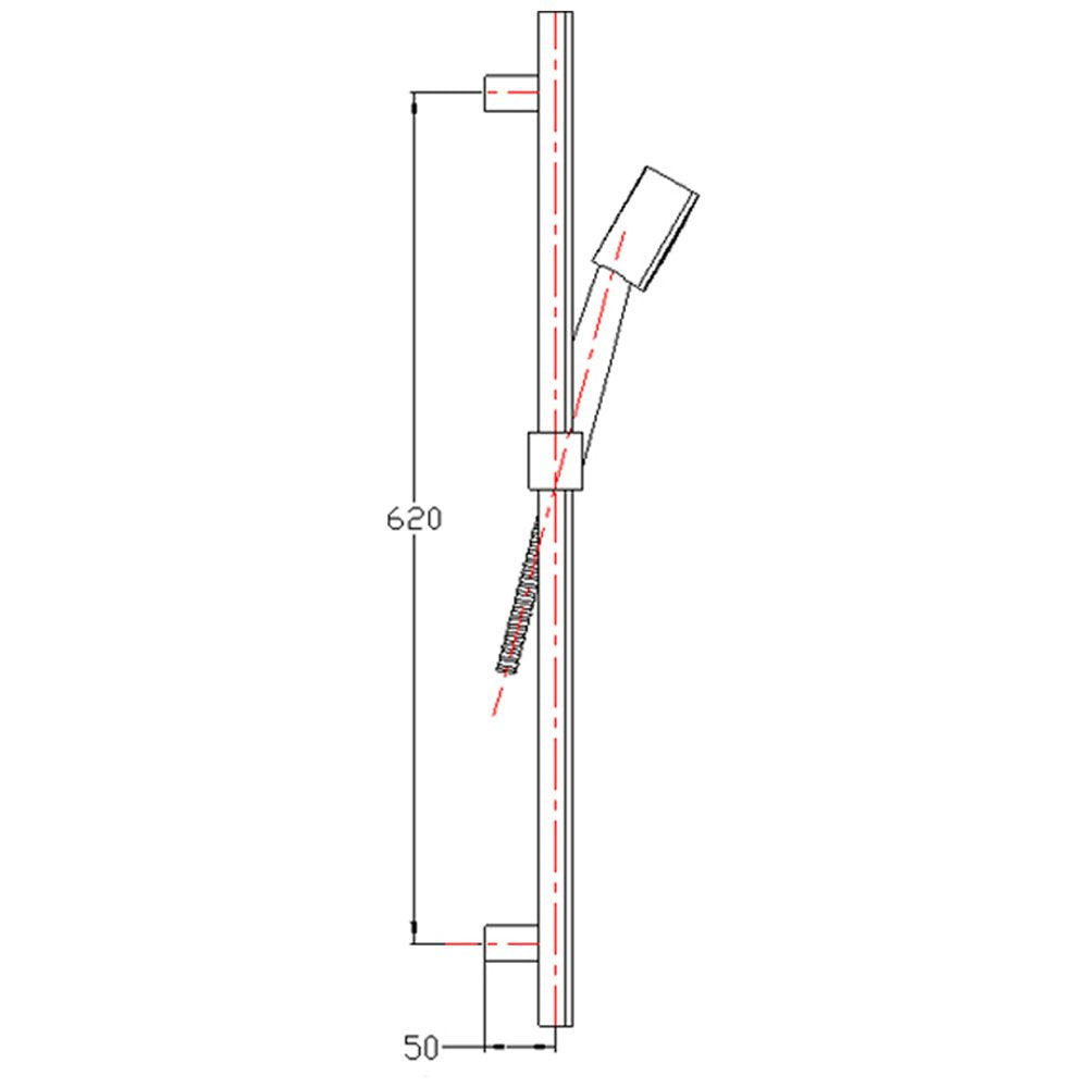 Astini Chrome Plated Brass Square Slide Rail Kit & Hose B8010