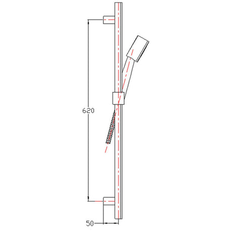 Astini Chrome Plated Brass Square Slide Rail Kit & Hose B8010