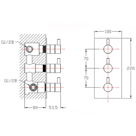 Astini Esprit Thermostatic Concealed 3 Way Shower Mixer Valve