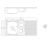 Astini Velia 1.5 Bowl Brushed Stainless Steel Kitchen Sink & Saturn B6008BS Tap