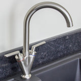 Astini Saturn Twin Handle Swivel Spout Kitchen Sink Mixer Tap with Brushed Steel and Chrome Finish