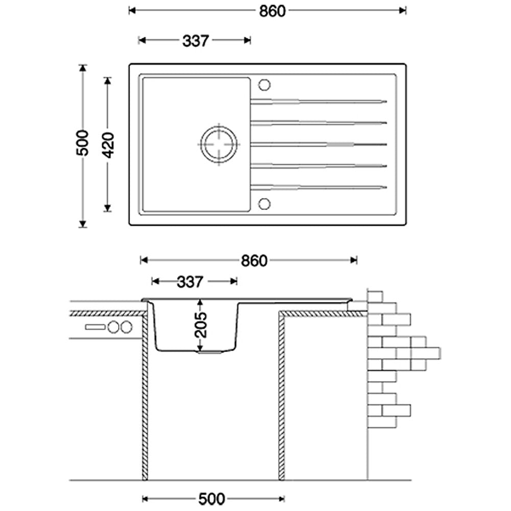 Astini Gianni Compact 1.0 Bowl Granite Kitchen Sink & Waste