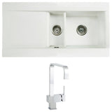 Astini Desire 150 1.5 Bowl Gloss White Ceramic Kitchen Sink, Waste & 5E Tap