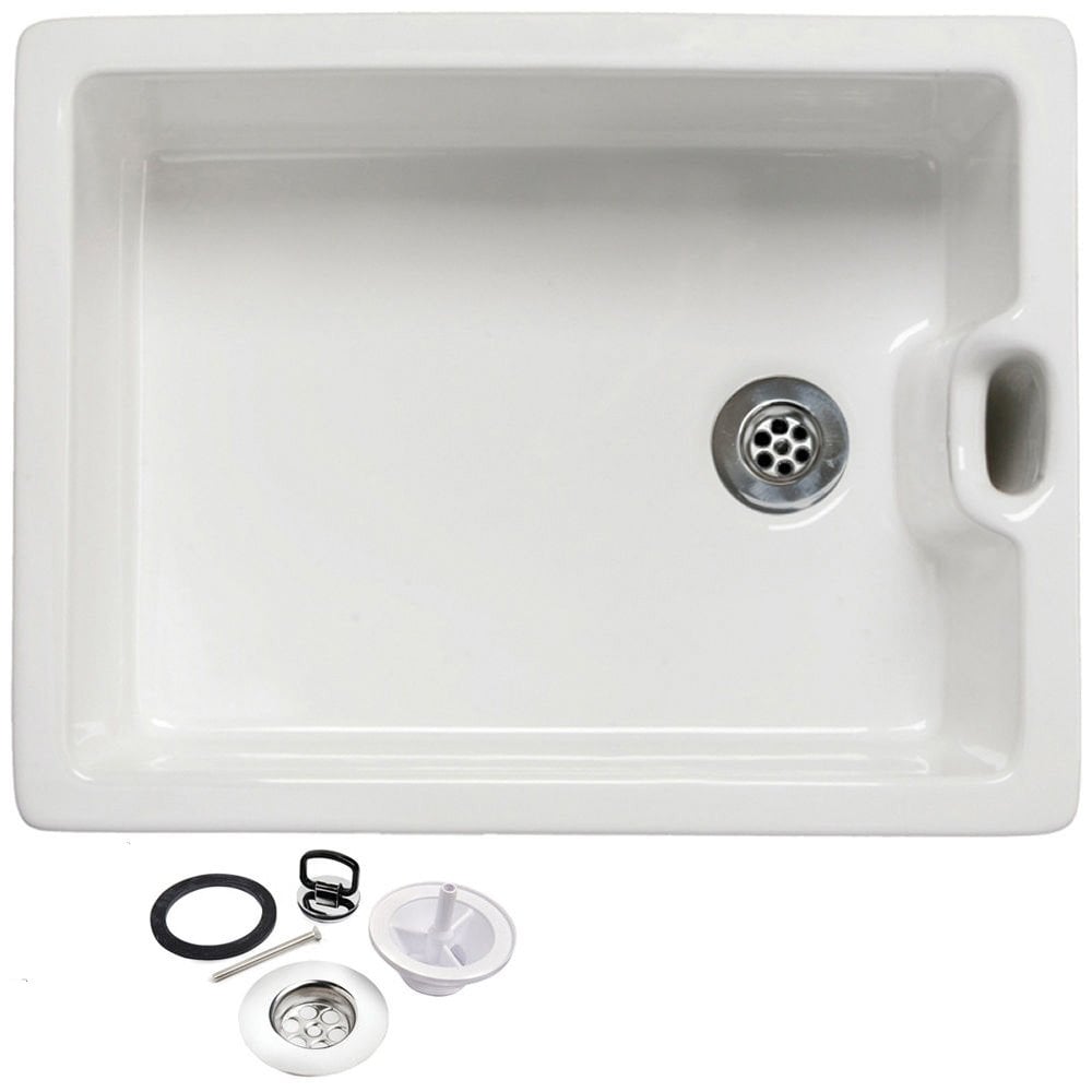 Astini Belfast 100 1.0 Bowl White Ceramic Kitchen Sink with Plug Waste
