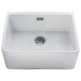 Astini Belfast 600 1.0 Bowl Gloss White Ceramic Butler Kitchen Sink, Waste & Tap