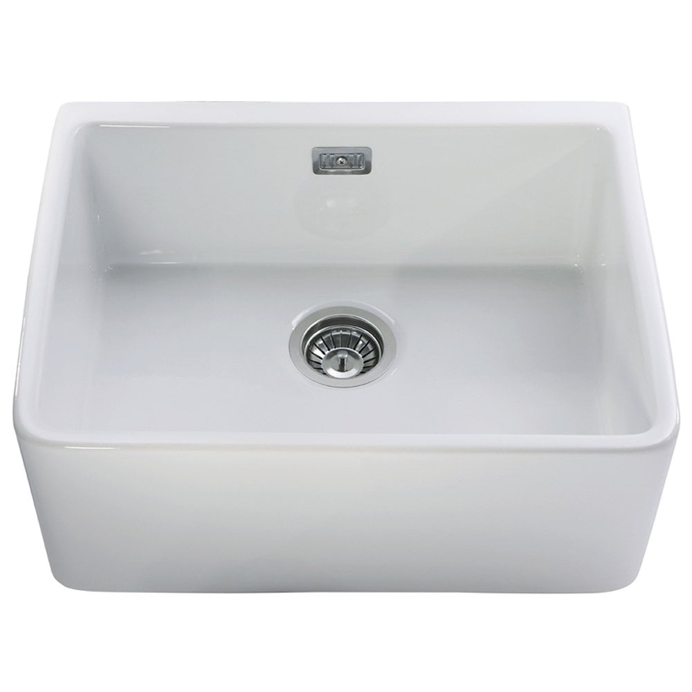 Astini Belfast 600 1.0 Bowl White Ceramic Butler Kitchen Sink with Waste
