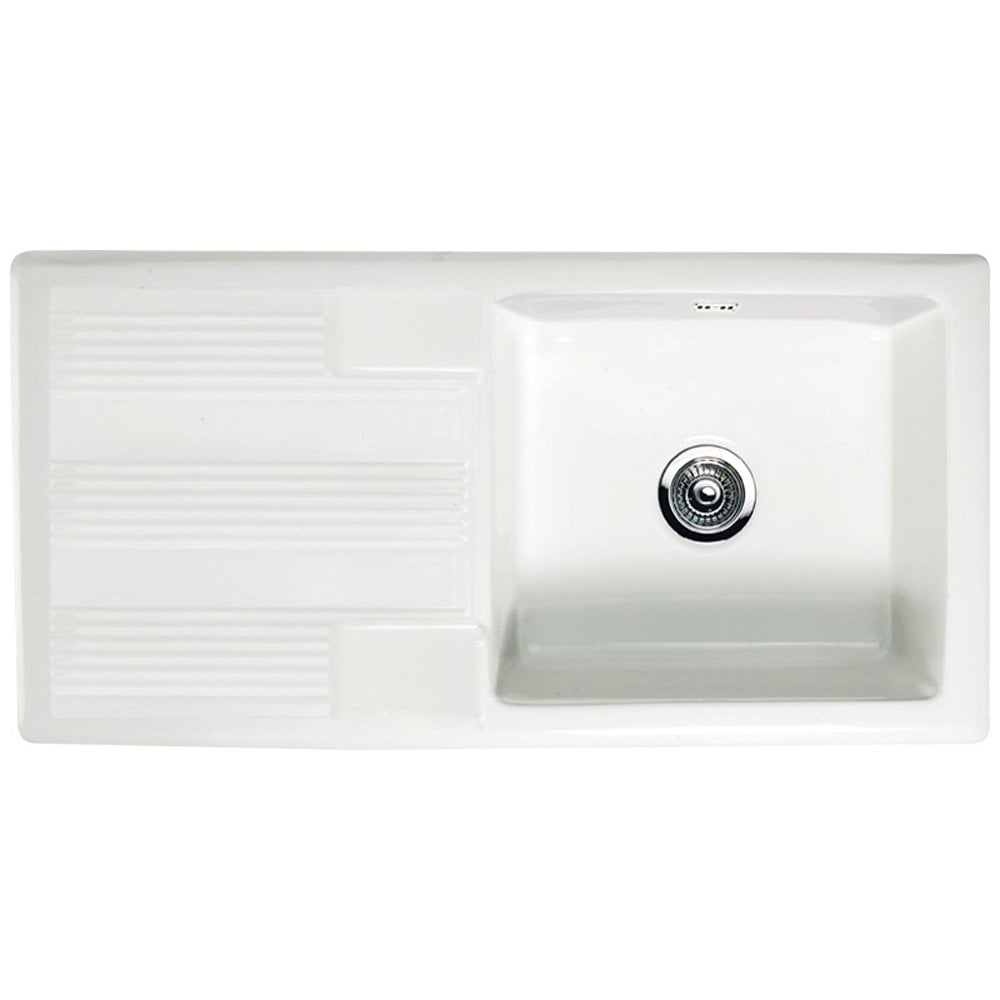 Astini Canterbury 100 1 Bowl Gloss White Ceramic Kitchen Sink & Colonial Tap