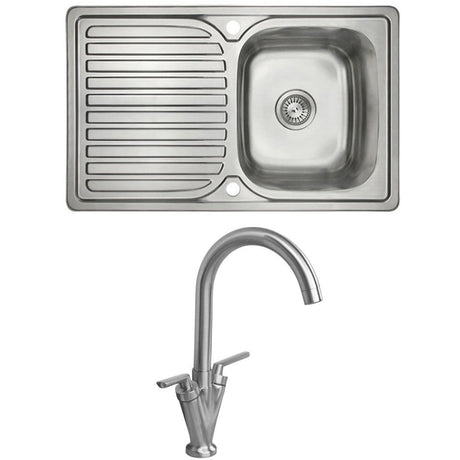 Astini Velia 1.0 Bowl Brushed Stainless Steel Kitchen Sink & Saturn B6008BS Tap