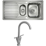 Astini Velia 1.5 Bowl Brushed Stainless Steel Kitchen Sink & Saturn B6008BS Tap