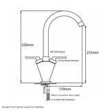 Astini Saturn Twin Handle Swivel Spout Kitchen Sink Mixer Tap with Brushed Steel and Chrome Finish