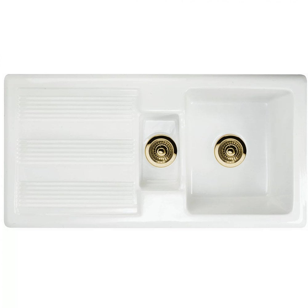 Astini Canterbury 150 1.5 Bowl Gloss White Ceramic Kitchen Sink with Waste Options