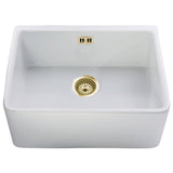 Astini Belfast 600 1.0 Bowl White Ceramic Butler Kitchen Sink with Waste