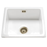Astini Hampton 100 1.0 Bowl White Ceramic Undermount Kitchen Sink with Waste