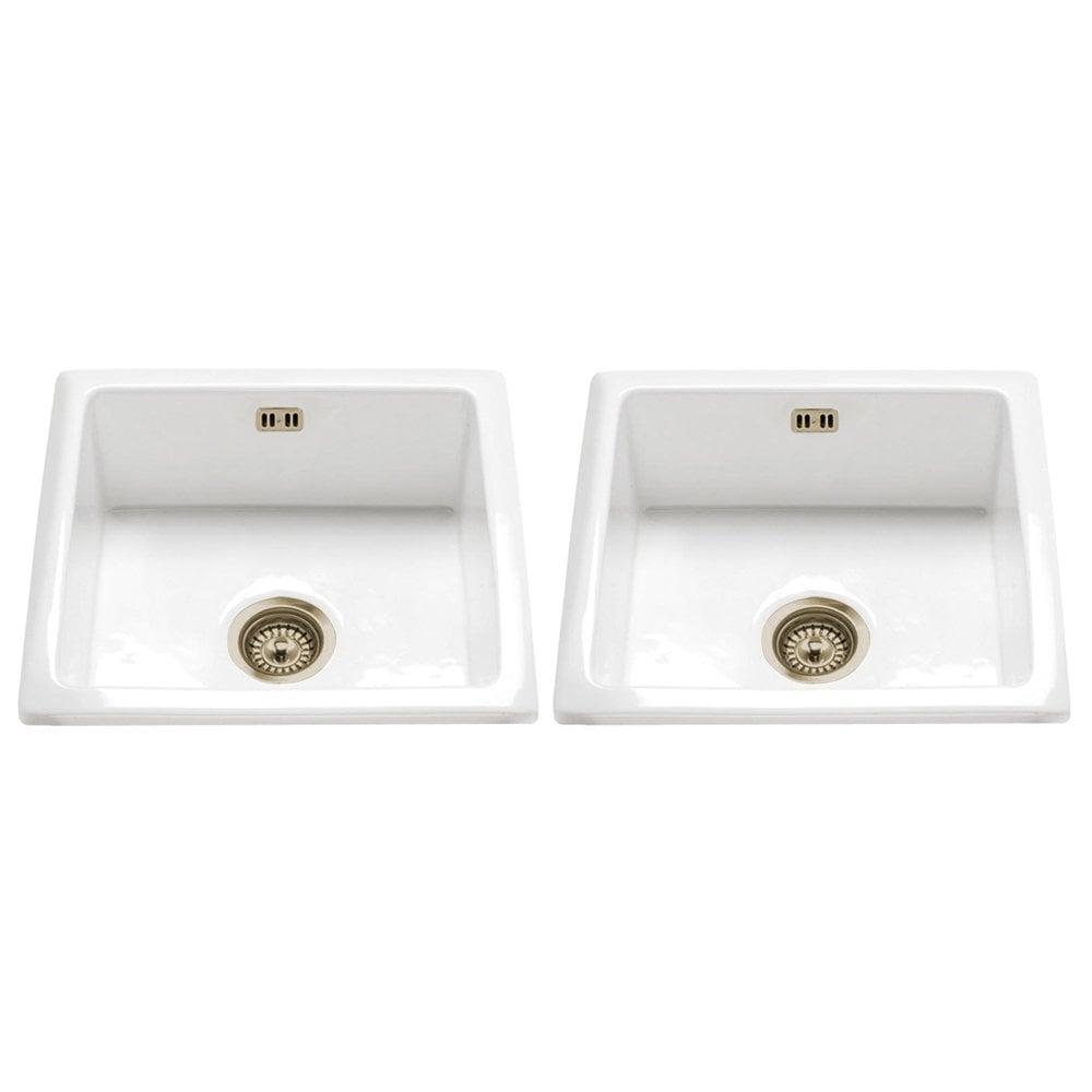 Astini Hampton 200 2.0 Bowl White Ceramic Undermount Kitchen Sink with Waste