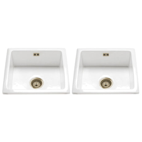 Astini Hampton 200 2.0 Bowl White Ceramic Undermount Kitchen Sink with Waste