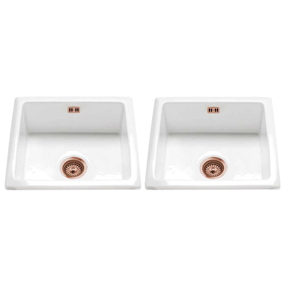 Astini Hampton 200 2.0 Bowl White Ceramic Undermount Kitchen Sink with Waste