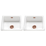 Astini Hampton 200 2.0 Bowl White Ceramic Undermount Kitchen Sink with Waste