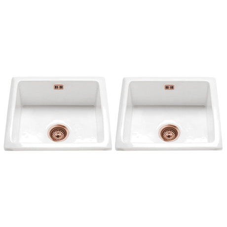 Astini Hampton 200 2.0 Bowl White Ceramic Undermount Kitchen Sink with Waste